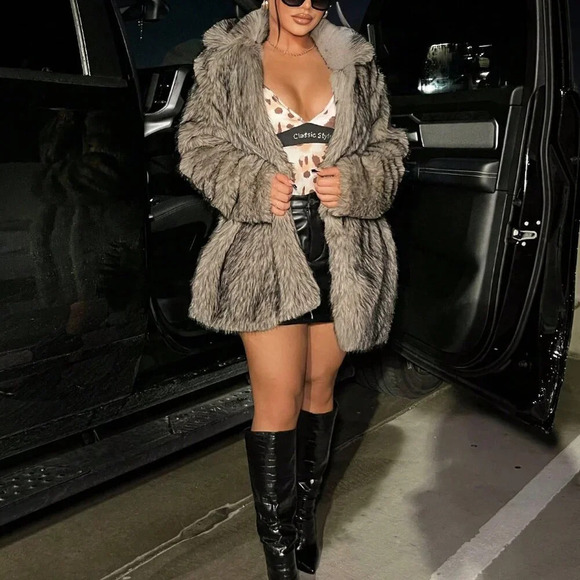 Multicolor Women's Sexy Open Front Fuzzy Coat - Picture 3 of 5